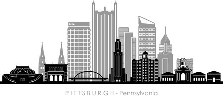 PITTSBURGH City Pennsylvania Skyline Silhouette Cityscape Vectorのイラスト素材