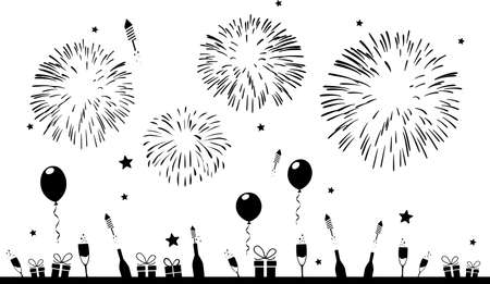 PARTY FIREWORKS celebration silhouette vectorのイラスト素材