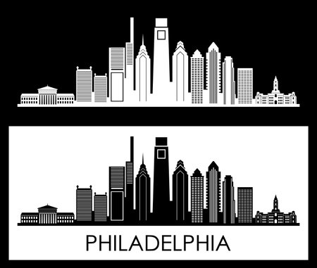 PHILADELPHIA Pennsylvania SKYLINE City Outline Silhouetteのイラスト素材