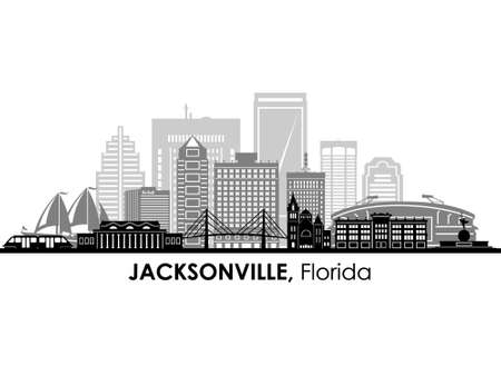 JACKSONVILLE Florida USA City Skyline Vectorのイラスト素材