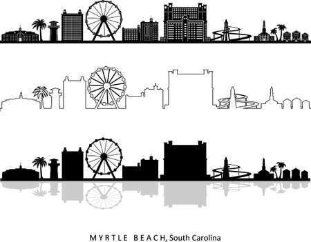 MYRTLE BEACH South Carolina Usa City Skyline Vectorのイラスト素材