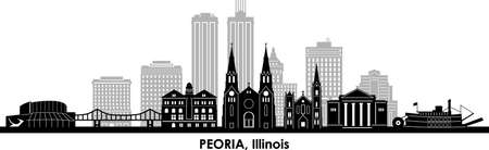 PEORIA Illinois USA City Skyline Vectorのイラスト素材