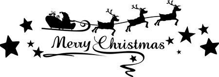 Christmas Deer Sleigh vector silhouetteのイラスト素材