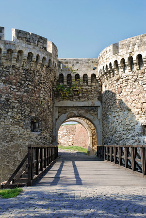 gate of ancient fortress Kalemegdan in Belgrade, Serbiaの写真素材