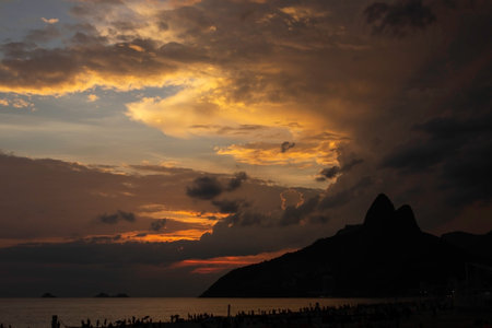 Sunset over Ipanema beach in Rio de Janeiro