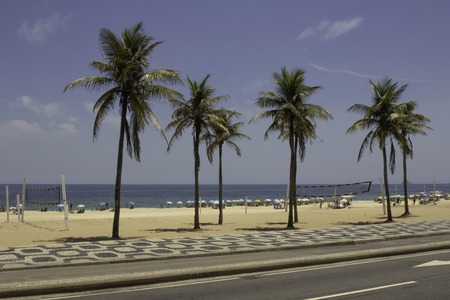 Palm trees on Ipanema beach in Rio de Janeiro Brazilの写真素材