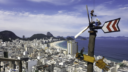 View of Copacabana in Rio de Janeiro from Mirante do Pavaoの写真素材