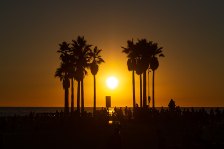 Amazing sunset over Venice Beach in Californiaの写真素材