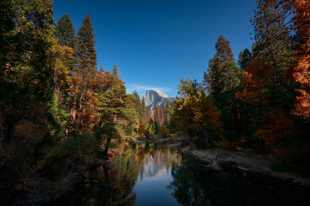 Half Dome in Yosemite Valley during the Fall in Californiaの写真素材