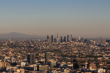 Vantage view of Los Angeles in California during sunsetのeditorial素材