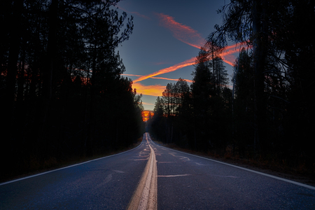 Sunrise over Yosemite National Park in Californiaの写真素材