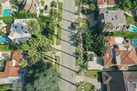 Drone view of Beverly Hills in Californiaの写真素材