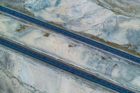 Drone view of a two lane highways