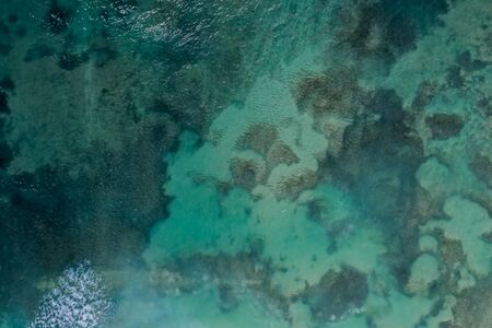 Aerial view of an underwater reefs in Grand Turk in Caribbeanの写真素材