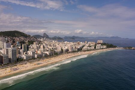 Aerial view of Rio de Janeiro, Ipanema and Copacabana beach in the summerの写真素材