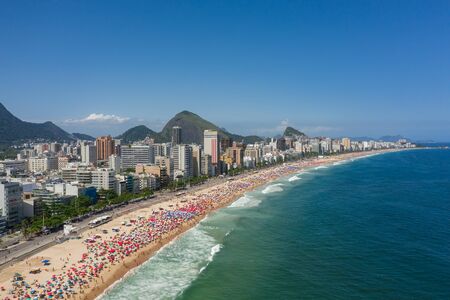 Aerial, panoramic shot of Rio de Janeiro beaches during summerの写真素材