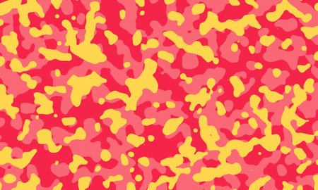 Yellow, pink and red layered abstract background vector with a scattered shapes pattern....