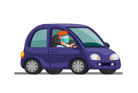 Title	
Man riding car wear mask and face shield. drive thru, and rapid test symbol in new normal activity. concept in cartoon illustration vector on white backgroundのイラスト素材