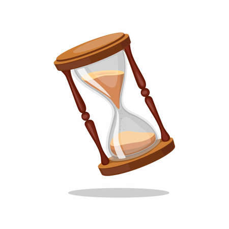 Hourglass, Vintage Sand Glass Timer Symbol. Concept in Cartoon Realistic illustration Vector isolated in white backgroundのイラスト素材