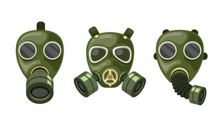 army gas mask respirator collection set vectorのイラスト素材