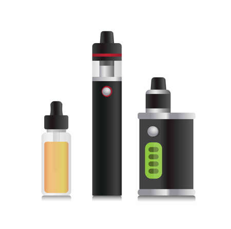 Vape, vape stick, and liquid refill, electronic cigarette device collection realistic illustration editable vectorのイラスト素材
