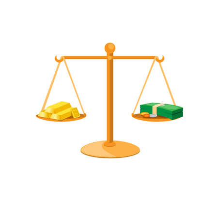 fruit, vegetable and fastfood in balance, healthy and unhealthy food symbol icon flat illustration vector with in white backgroundのイラスト素材