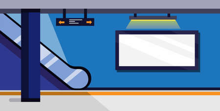 city urban modern subway station with large white blank billboard mockup media for advertisment or information illustration in flat style vector backgroundのイラスト素材