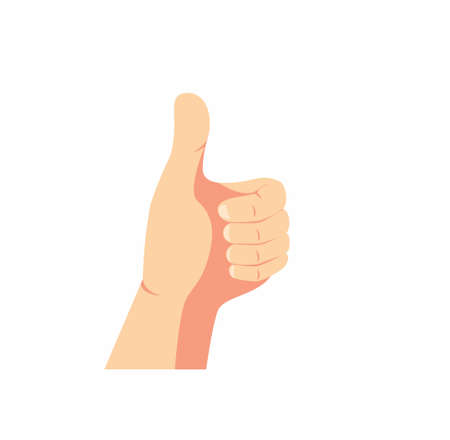 human hand with thumbs up symbol in cartoon flat illustration vector isolated in white backgroundのイラスト素材