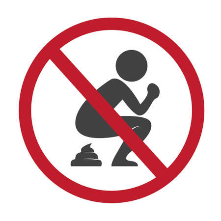 stop open defecation prohibition sign, healthcare and hygiene awareness campaign symbol icon flat illustration vectorのイラスト素材