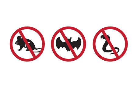 No rat, Snake and bat prihibitive sign symbol vector isolated in white backgroundのイラスト素材