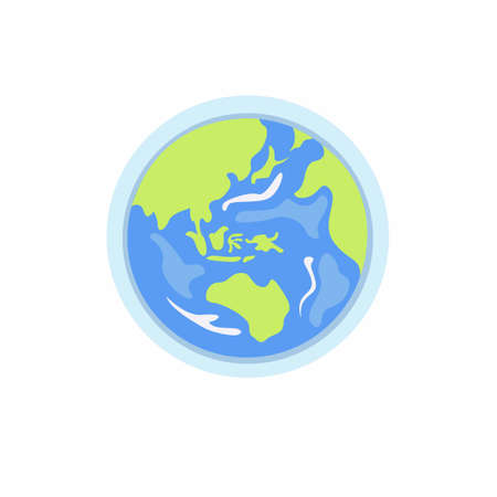 asia in earth globe flat cartoon illustration sign icon isolated in white backgroundのイラスト素材