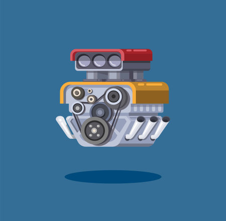 car engine turbo symbol concept in cartoon illustration vectorのイラスト素材