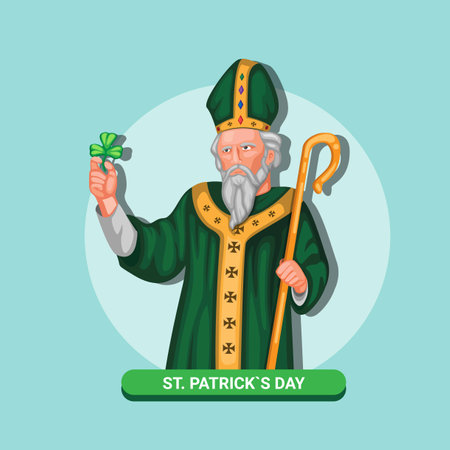 Saint Patrick figure symbol celebration for St. Patrick`s Day in 17 march. concept in cartoon illustration vectorのイラスト素材