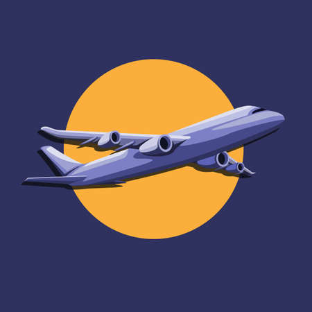 Airplane flight with sun  symbol concept in cartoon illustration vectorのイラスト素材