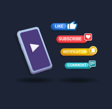 3d Clay Smarphone with pop up message subsribe symbol for channel streaming video concept in cartoon...