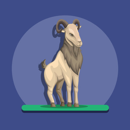 Goat animal figure Symbol for Aries zodiac and farm concept in cartoon illustration vectorのイラスト素材