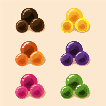 Boba topping drink colorful icon set illustration vectorのイラスト素材