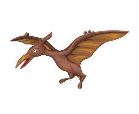pterodactyl or pterosaurs is prehistoric animal, figure character in cartoon illustration vectorのイラスト素材
