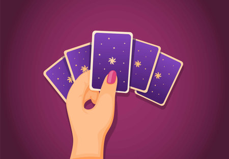 Hand holding card symbol for magician or playing card game cartoon illustration vectorのイラスト素材