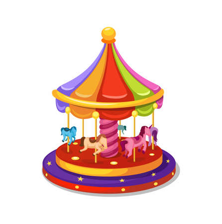 Carousel horse ride attraction symbol cartoon illustration vectorのイラスト素材