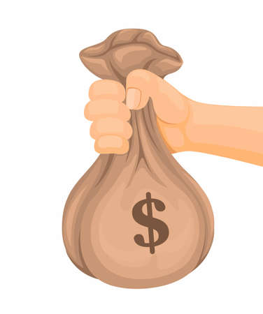 Hand hold bag of money symbol illustration vectorのイラスト素材