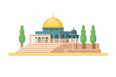 Al Aqsa mosque in jerusalem middle east asia landmark building illustration vectorのイラスト素材