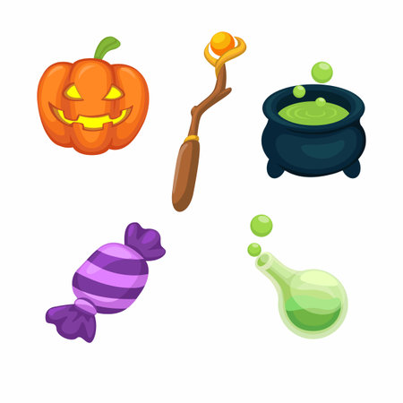 Halloween object decoration collection set illustration vectorのイラスト素材