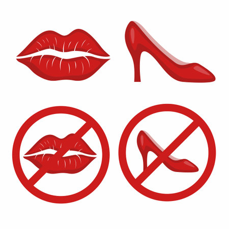 High heel and lips, no prostitute symbol collection set illustration vectorのイラスト素材