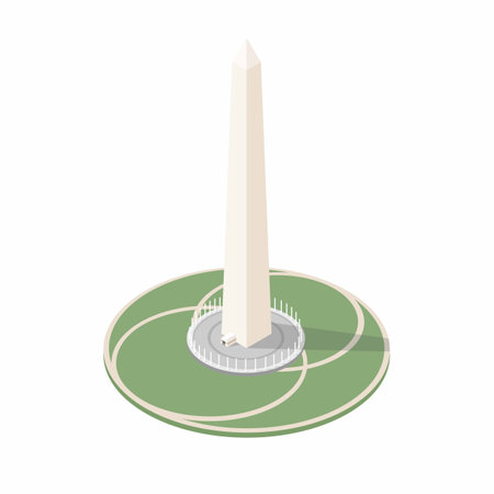 Washington Monument American famous building landmark illustration isometric vectorのイラスト素材