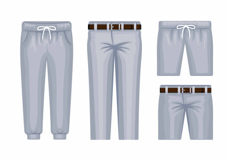 Grey Pant Long and Short fashion collection set illustration vectorのイラスト素材
