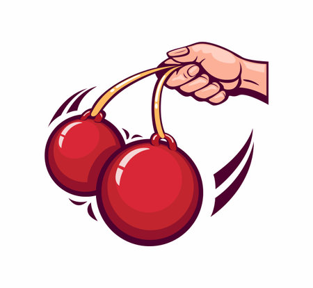 Clackers Ball or Latto latto traditional toy symbol mascot logo cartoon illustration vectorのイラスト素材