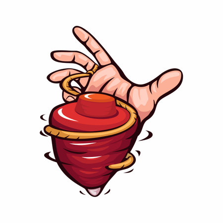 Hand playing top with rope traditional toy symbol mascot illustration vectorのイラスト素材