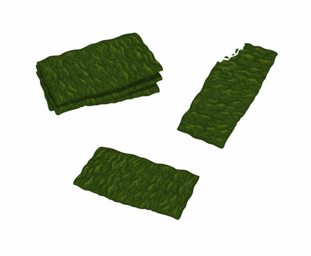 Sea weed snack crispy aka Nori symbol set cartoon illustration vectorのイラスト素材