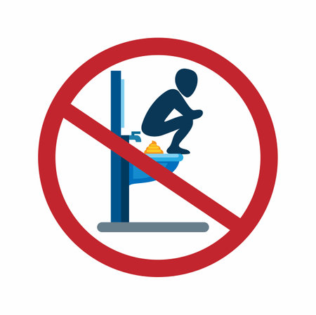 Toilet warning sign do not defecate in the sink symbol illustration vectorのイラスト素材